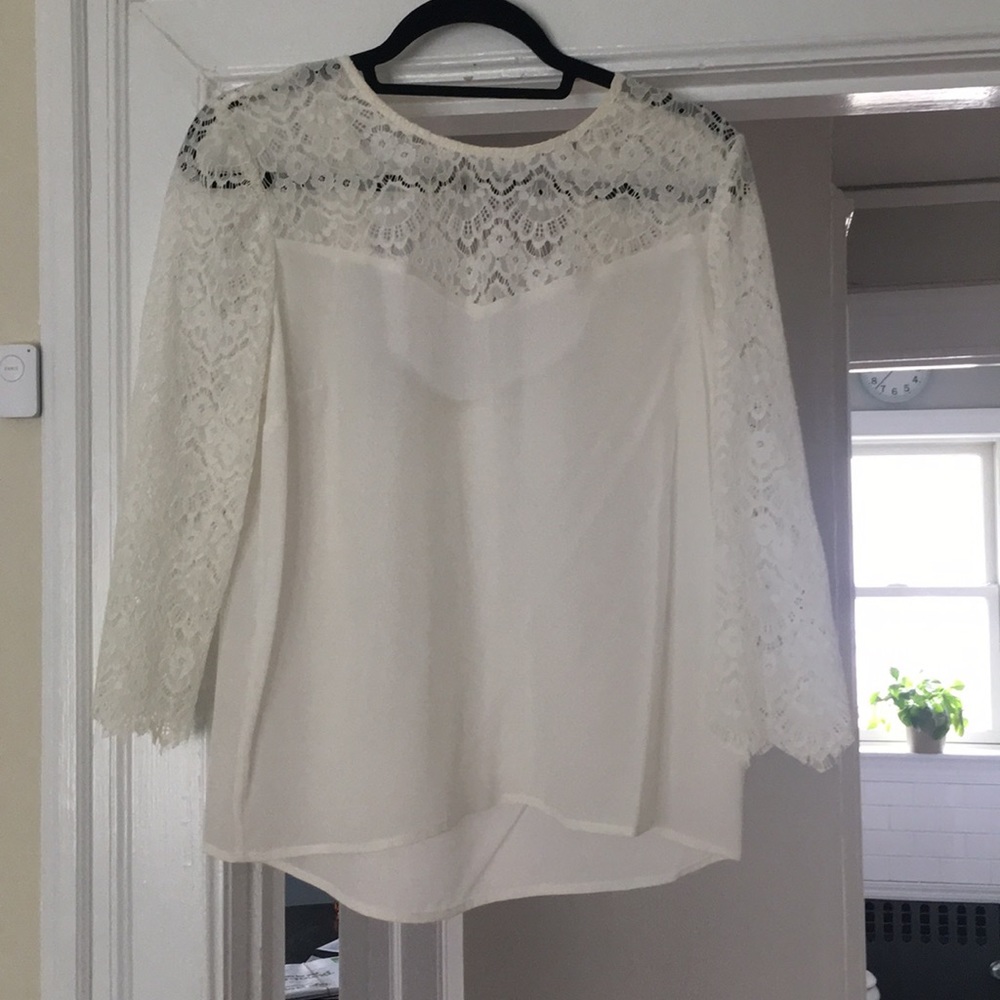 Sezane white lace top